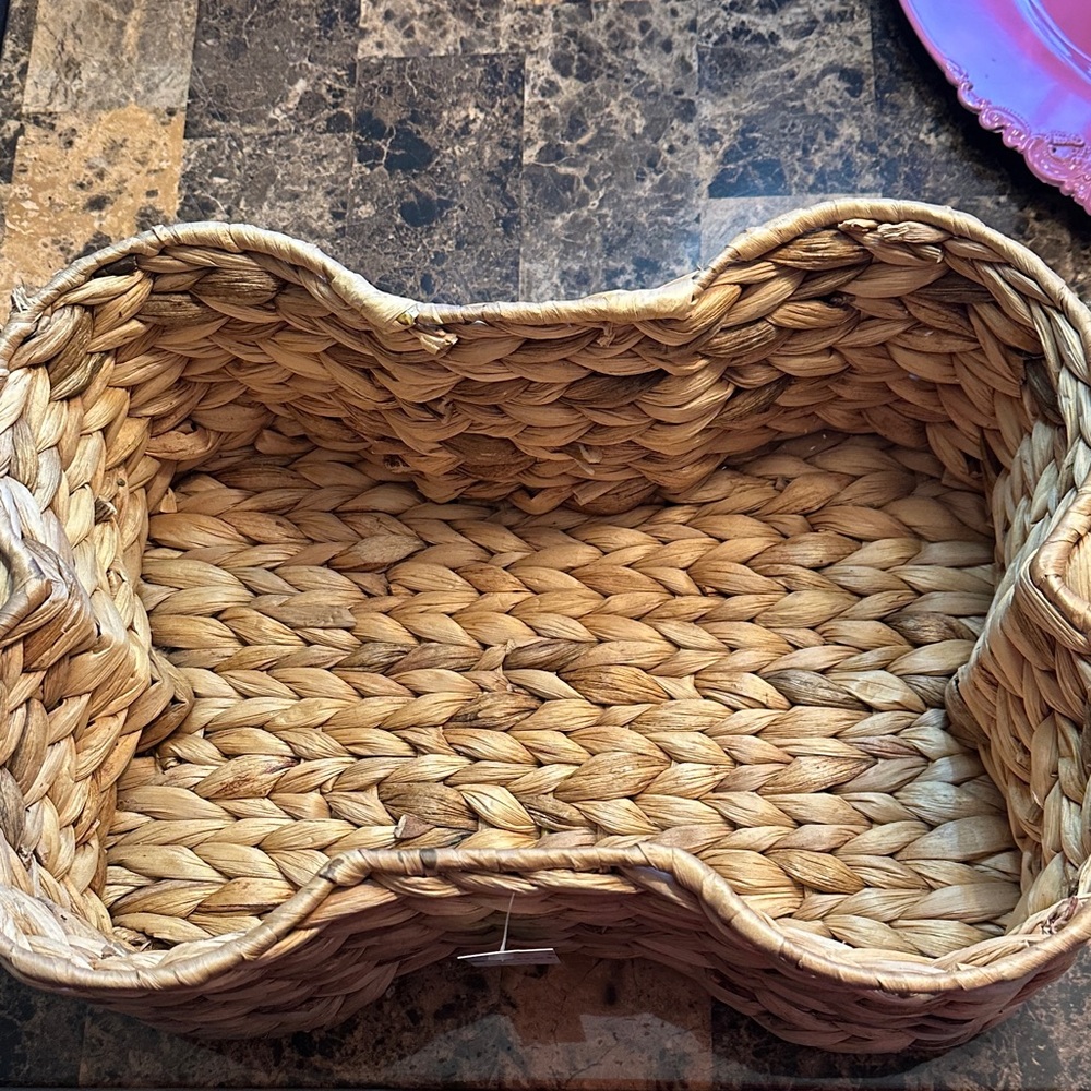NWT Dog Toy Wicker Basket